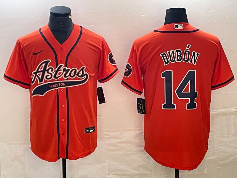 Men Houston Astros 14 Dubon Orange Nike Co Branding Game MLB Jersey style 1